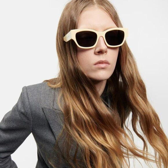 NEW Celine CL40197U 39A MONOCHROMS Light Brown Smoke Unisex Cat Eye Sunglasses - Picture 1 of 13